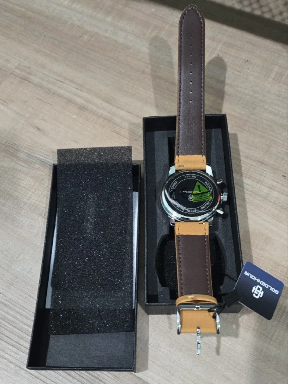 Goldenhour Chronograph Watch - Light Blue Dial, Tan Leather Strap
